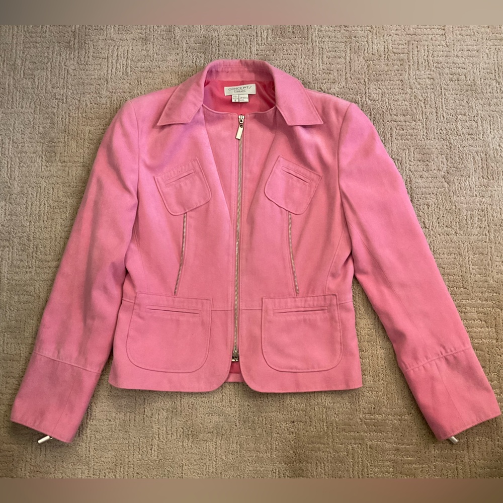 Vintage Blazer Jacket Pink Faux Suede 8 M EUC Y2K Coastal Statement Office Chic